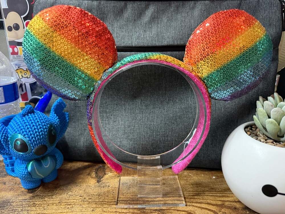 Used Disney Parks Rainbow Sequin Ears Headband no tag
